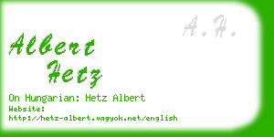 albert hetz business card